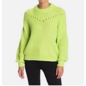 NWT Elodie Chunky Knit Sweater Lime Green Large Nordstrom